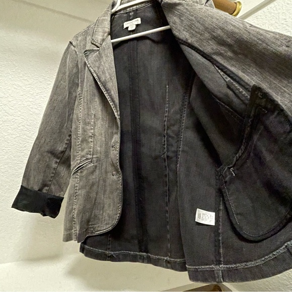 Coldwater Creek Shaped charcoal gray faded, stretch denim blazer, Sz 14 - Picture 12 of 14